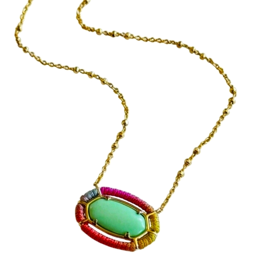 KENDRA SCOTT NWT Multicolor Threaded Elisa Turquise Necklace Gold Plated